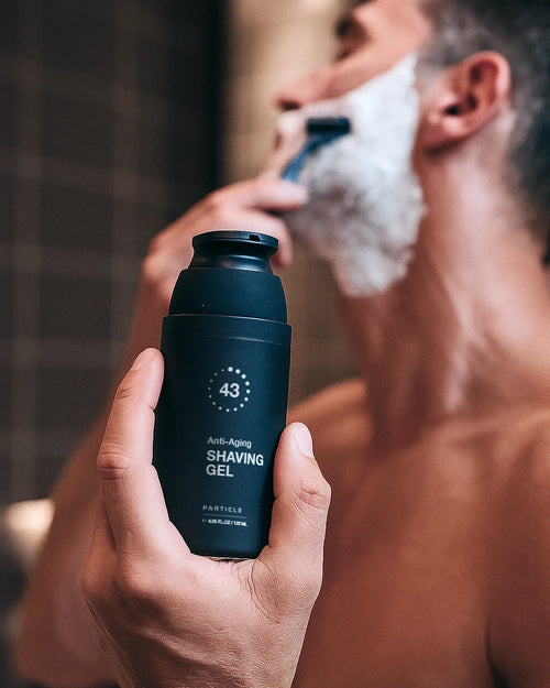 Man holding Particle Shaving Gel